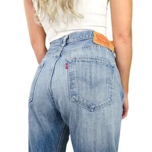 1990s Vintage Levis 501 High Rise Straight Leg Back Yoke Jeans Mom Jeans 34"
